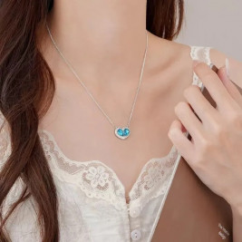 Комплект Сърца аквамарин